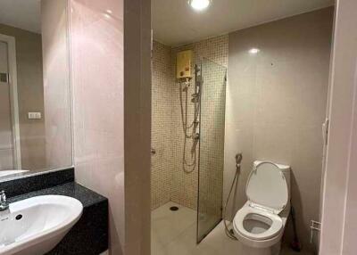 Modern bathroom with shower and toilet