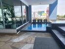 Outdoor pool and seating area