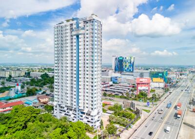 High-rise residential building with urban surroundings