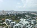 Aerial view of city buildings and landscape