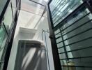 modern laundry area with large skylight