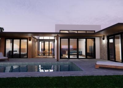 Modern house with pool and patio