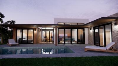 Modern house with pool and patio