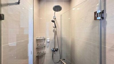 Modern shower with glass doors