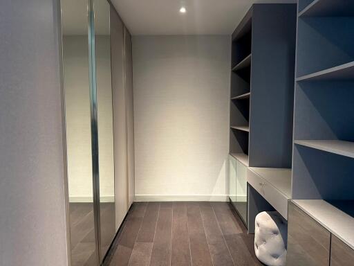 Walk-in closet with shelving and storage space