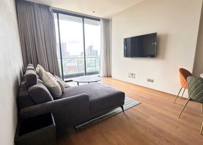 Modern living room with a balcony