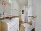 Modern bathroom with a walk-in shower and vanity sink