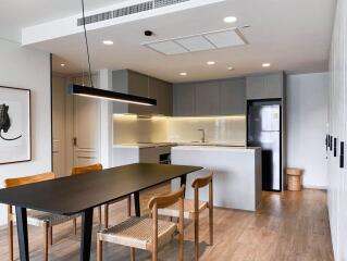 Modern kitchen with dining area