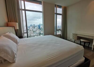 Spacious bedroom with city view