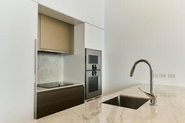 Modern kitchen with stainless steel appliances