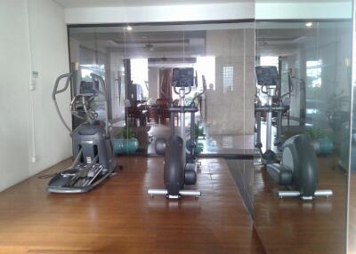 Home gym with exercise equipment