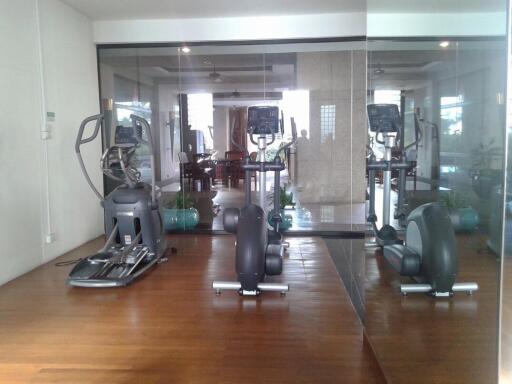 Home gym with exercise equipment