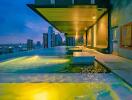 Luxurious rooftop infinity pool with city skyline view