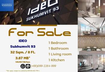 Property advertisement for sale displaying details such as property name, address, size, number of rooms, and contact information