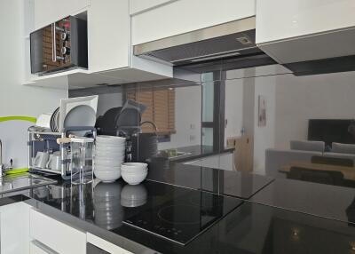 Modern kitchen with appliances and dishware