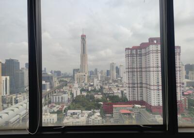 View of cityscape from a window