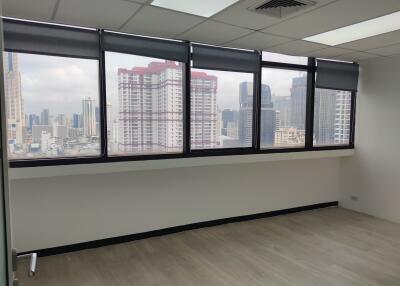 Office space with large windows and city view