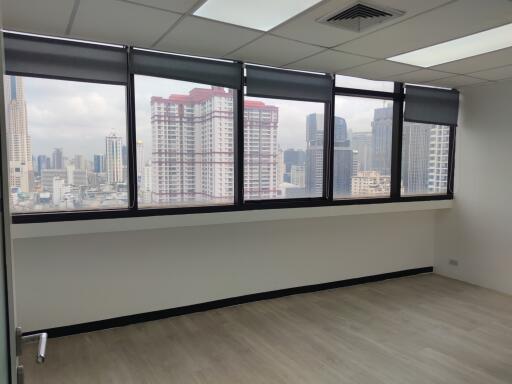 Office space with large windows and city view