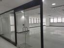 spacious commercial space with glass partition