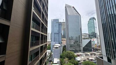 View of high-rise buildings from a balcony