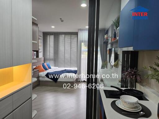 Modern studio apartment interior view