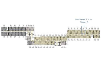 floor plan of tower C on the 9th floor showcasing unit 09:32