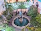 Courtyard with fountain and greenery