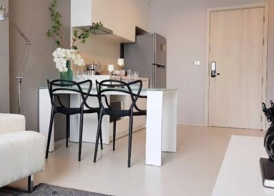 Modern kitchen and dining area with minimalistic design