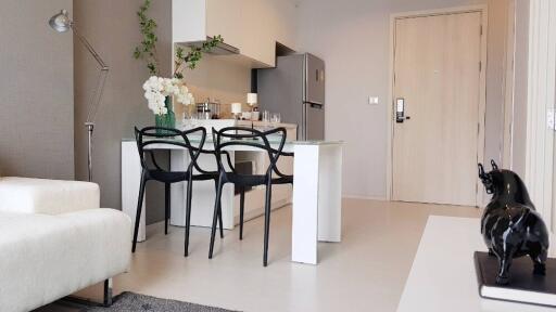 Modern kitchen and dining area with minimalistic design