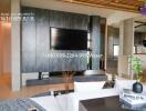 Modern living room with TV and stylish decor