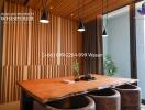 Modern dining room with wooden accents