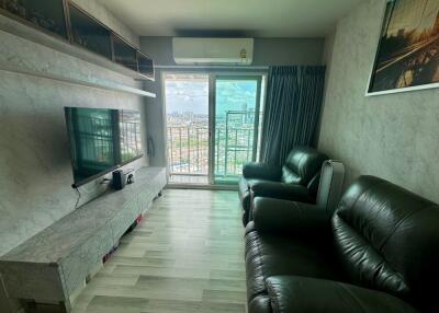 Modern living room with balcony view