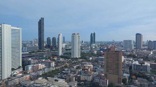 Skyline view of a modern city with high-rise buildings