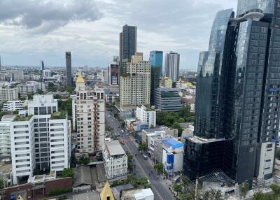 Aerial view of urban buildings and skyscrapers