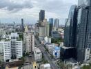 Aerial view of urban buildings and skyscrapers