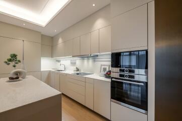 Modern kitchen with sleek cabinets and appliances