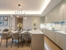 Spacious modern kitchen with dining area