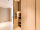 Modern hallway with built-in storage cabinets