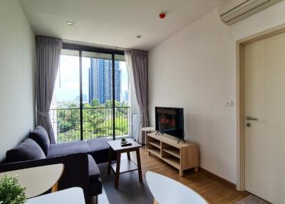 Modern living room with a balcony view