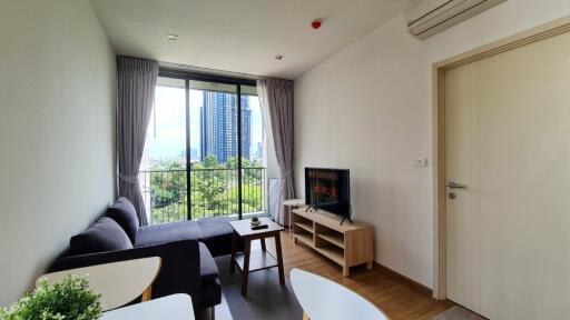 Modern living room with a balcony view