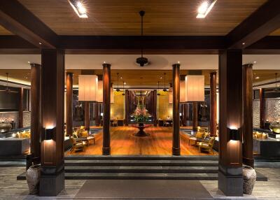 Luxurious hotel lobby with modern decor