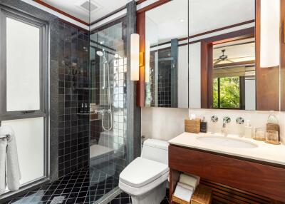 Modern bathroom with glass shower