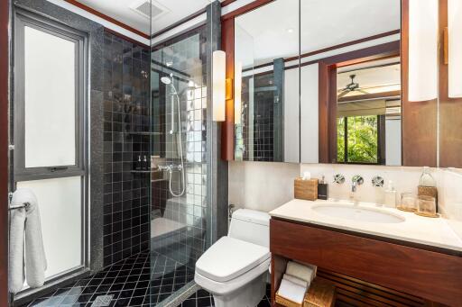 Modern bathroom with glass shower