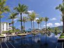 Luxury resort with infinity pool and palm trees