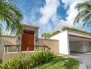 front view of modern house with garden