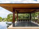 Covered outdoor patio with view