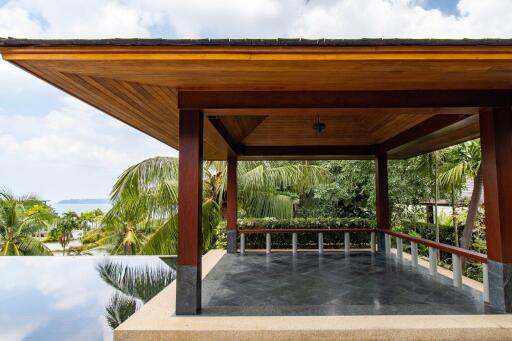 Covered outdoor patio with view