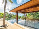 Luxurious outdoor space with pool and gazebo