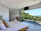 Luxurious bedroom with a stunning panoramic view