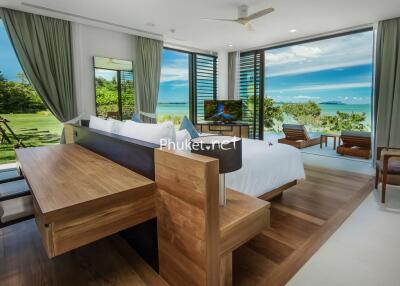 Modern bedroom with ocean view